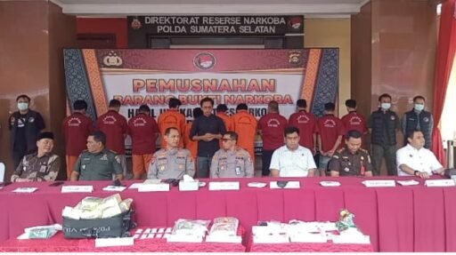 Polda Sumsel Musnahkan BB Narkotika Jenis Sabu Seberat 17,53 Kilogram dan 1032 Butir Ektasi