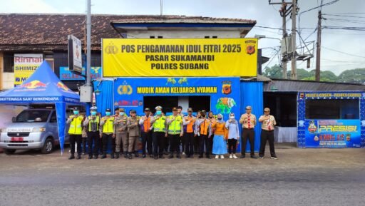 Polsek Ciasem Gelar Pengaturan Arus Lalin di Pos Pam Pasar Sukamandi