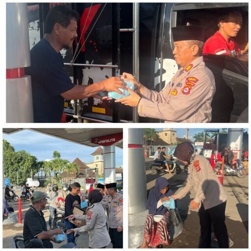 Berkah Bulan Ramadhan, Personil Bagops Polres Serang Bagikan Takzil