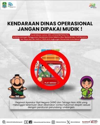 Wali Kota Bekasi Terbitkan Larangan Penggunaan Kendaraan Dinas selama Libur Idul Fitri 1446 H