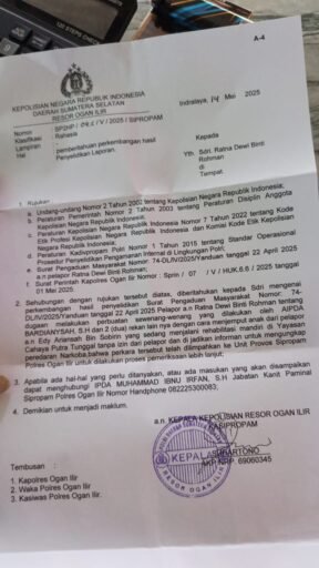 Pelapor Oknum Satnarkoba Polres Ogan Ilir di Intimidasi