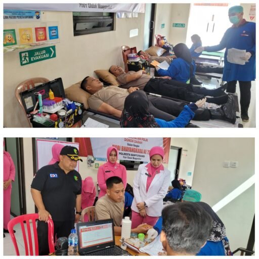 Peringati Hari Bhayangkara ke-79, Polresta Banyuwangi Gelar Donor Darah Dan Vaksin Influenza