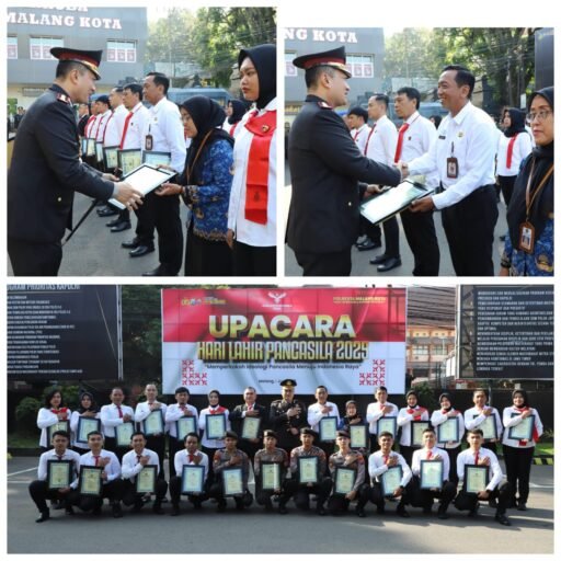 Kapolresta Malang Kota Beri Penghargaan Anggota Berprestasi dan Warga Masyarakat Ungkap TPPO