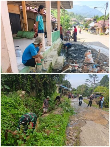 Kades Tambang Sawah Bersama Perangkat Desa, Babinsa Dan Masyarakat Laksanakan Jum’at Bersih