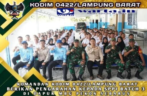 Komandan Kodim 0422/Lmpung Barat Berikn Pengarahan kepda SPPI Batch 3 di Dapur MBG Pekon Sebarus