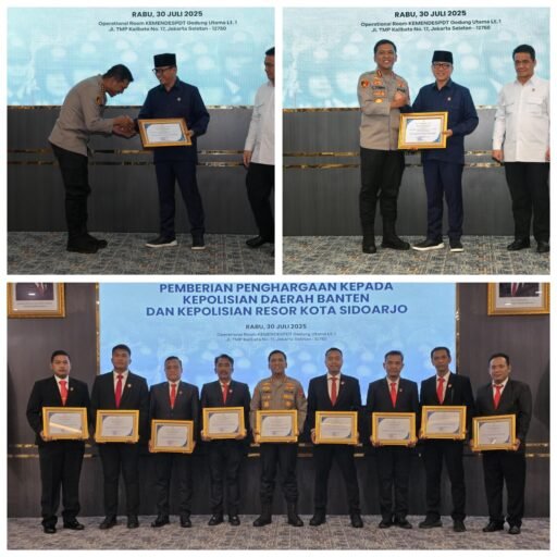 Kementerian Desa PDT Beri Penghargaan Polda Banten dan Polresta Sidoarjo
