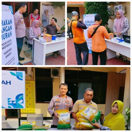 Stabilkan Gerakan pangan Beras Murah Polsek Wonocolo, Satu Ton Terjual Habis dengan Cepat