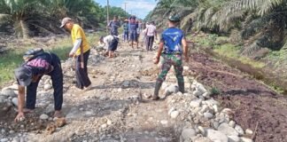 Masyarakat dan Anggota TMMD Bersatu Bangun Desa Sumber Makmur!