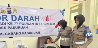 Polwan Polres Pasuruan Gelar Donor Darah Sambut Hari Jadi ke-77 Polwan RI