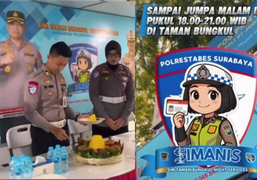 AKP Tri Arda M S.TR.K, Sik Potong Tumpeng Giat Launching SIManis Layanan Malam di taman Bungkul