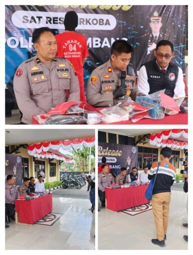 Polres Rembang Ungkap Kasus Penyalahgunaan Narkotika Jenis Sabu, Satu Tersangka di Amankan dan Puluhan Barang Bukti