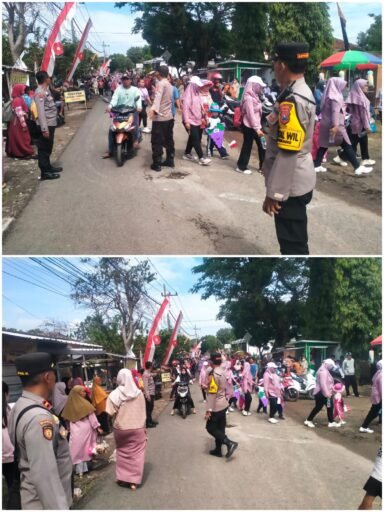 Polsek Ngimbang Gelar Pengamanan Pawai Budaya Tingkat TK /SD Di HUT Ke – 80 Kec.Ngimbang