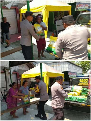 Polsek Ngimbang Gelar Gerakan Pasar Pangan Murah (GPM) Stabilkan Harga Beras Di Desa Munungrejo