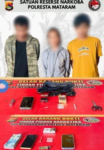 3 Warga Ampenan Diciduk dalam Operasi di Mataram, Polisi Amankan Sabu dan Uang Tunai