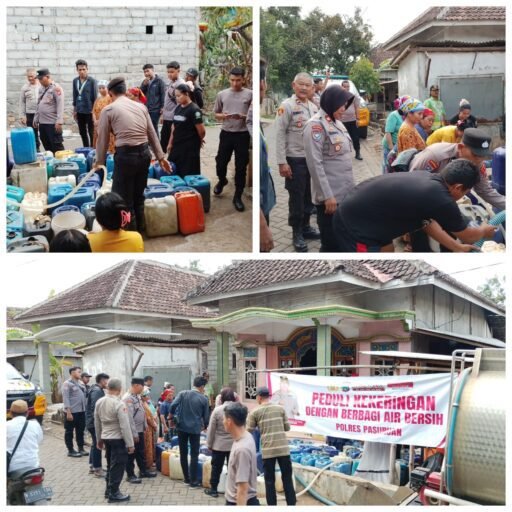 Polres Pasuruan dan PMII Salurkan 6.000 Liter Air Bersih ke Desa Karangjati Lumbang