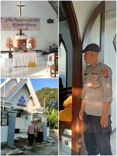 Polsek Ngimbang Gelar Pengamanan Ibadah Minggu Pagi Di Gereja GKJTU Dan GJWI Desa Ngasemlemahbang