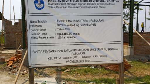 Revitalisasi Gedung SMKS Gema Nusantara 1 Pabuaran Capai 47 Persen