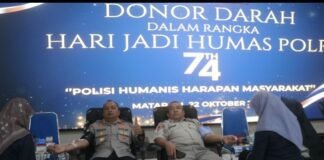 HUT Humas Polri Ke-74 , Polisi dan Wartawan Kompak Donor Darah di Mapolda NTB