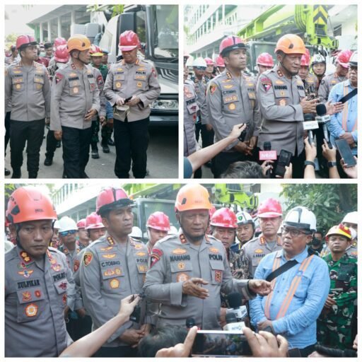 Kapolda Jatim Tinjau Evakuasi Korban Robohnya Bangunan Ponpes Al Khoziny