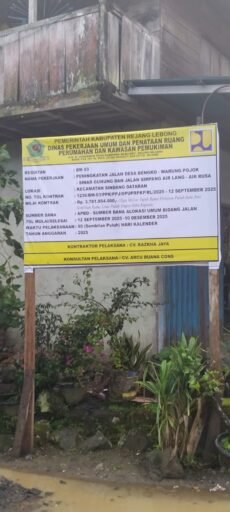 Dinas PUPRPKP Optimis Peningkatan Jalan Desa Bengko – Simpang Air Rusa Selesai sesuai Kontrak.