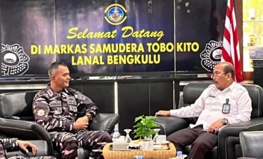 Pererat Sinergi, Danlanal Bengkulu Sambut Kepala Kantor Wilayah Dirjen Imigrasi Bengkulu