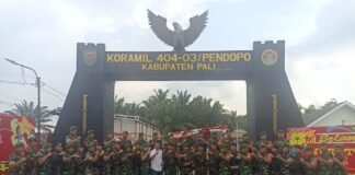 Sinergitas TNI – Polri dalam rangka HUT TNI ke 80 di Makoramil 404-03 Pendopo