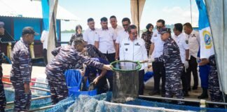 Dukung Program Ketahanan Pangan Nasional, Dankodaeral IX Gelar Panen Ikan Di Keramba Jaring Apung
