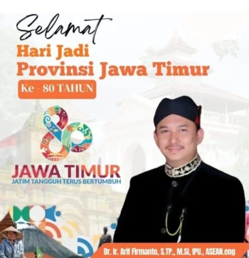Hari Jadi Jatim ke-80,Arif Firmanto Ajak Untuk Tumbuhkan Harapan Baru Menuju Masa Depan Lebih Maju