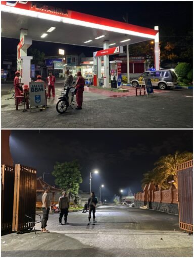 Anggota Jaga Polsek Ngimbang Giat Patroli Blue Light Antisipasi Kejahatan 4c Di Malam Hari