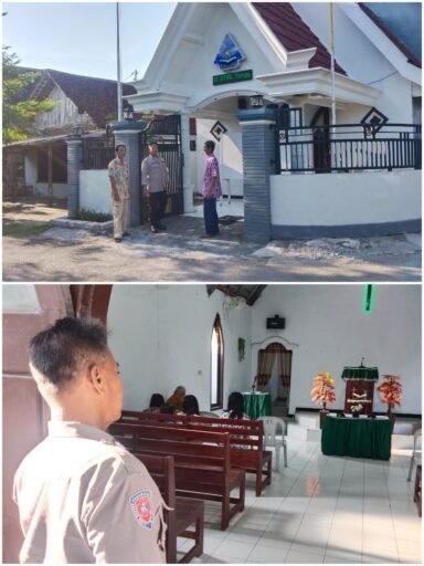 Polsek Ngimbang Gelar Pengamanan Ibadah Minggu Pagi Di Gereja GKJTU Dan GJWI Desa Ngasemlemahbang