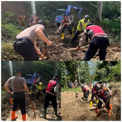 Polres Batu Terjunkan Personel Tangani Longsor di Ngantang, Akses Malang – Blitar Lancar