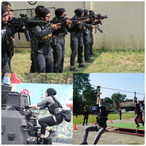 HUT Brimob ke 80 Polwan Polda Jatim Tampilkan Srikandi Challenge Penuh Adrenalin