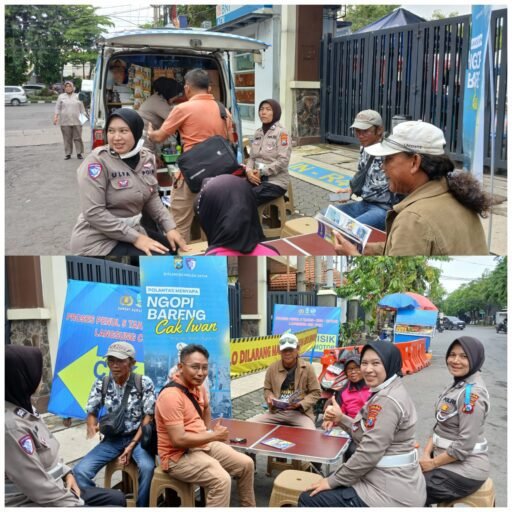 Ditlantas Polda Jatim Ngopi Bareng Warga Sosialisasi Tertib Lalin di Operasi Zebra Semeru