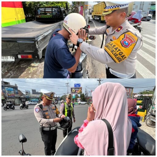 Operasi Zebra Semeru Polresta Malang Kota Bagikan 100 Helm Gratis