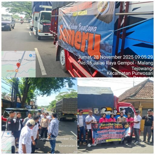 POLSEK Purwosari Salurkan Dua Truk Bantuan untuk Korban Erupsi Semeru 2025