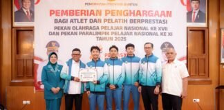 Pemprov Banten Beri Apresiasi dan Bonus Atlet Pelajar Berprestasi di Popnas dan Peparpenas 2025