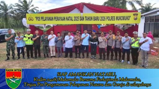 Siap amankan nataru, Kodim 0428/Mukumuko Bersama Forkopimda tinjau pos Pengawasan dan Gereja.