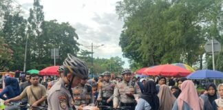 Sat Samapta Polresta Mataram Gelar Patroli Bersepeda, Amankan CFD di Jalur Udayana