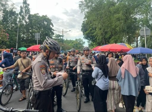 Sat Samapta Polresta Mataram Gelar Patroli Bersepeda, Amankan CFD di Jalur Udayana