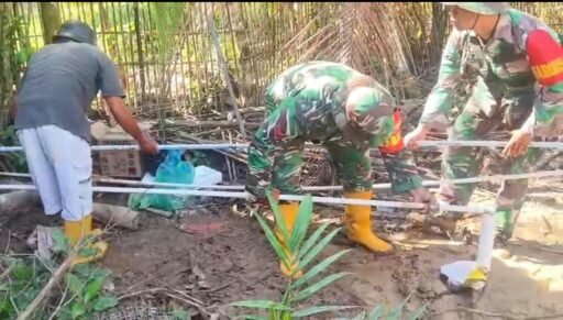 Satgas Gulbencal Kodam I/BB Bangun Sumur Bor di Pengungsian SDN Sipange 2