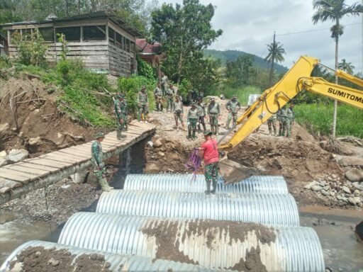 Kodam I/BB bangun Jembatan Aramco di Desa Lubuk Manik Kab. Tapanuli Selatan