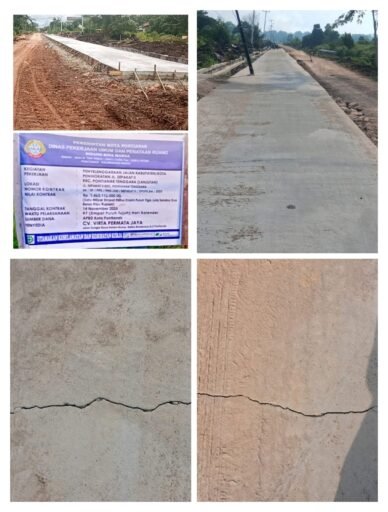 Parah! Proyek Rabat Beton Senilai 1,4 Miliar Sudah Retak,