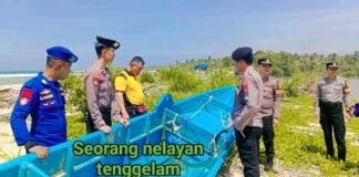 Seorang Nelayan Tenggelam diPerairan Laut Pekon Bangun Negara Kec Pesisir Selatn Kab Pesisir Barat