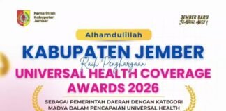 Bupati Jember Raih Penghargaan UHC Awards 2026 Dengan Capaian JKN Tembus 98 Persen