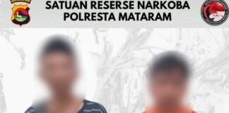 Tim Opsnal SatRes Narkoba Polresta Mataram Amankan 2 Pria Tdg Pengedar 8,54 gram Sabu