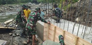 Satgas Yonzipur I/DD Percepat Pembangunan Jembatan Bailey di Kab. Nias Selatan