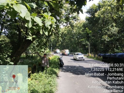 Personil Polsek Ngimbang Gelar Patroli Guna Antisipasi Pohon Tumbang Di Jalur Rawan Bencana