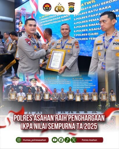 Polres Asahan Meraih Penghargaan IKPA Nilai Sempurna Dalam Rapim Polda Sumatera Utara