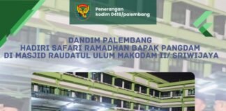 Dandim 0418/Palembang Letkol Arh Erik Novianto,S.sos Hadiri Safari Ramadhan di Makodam II/Swj
