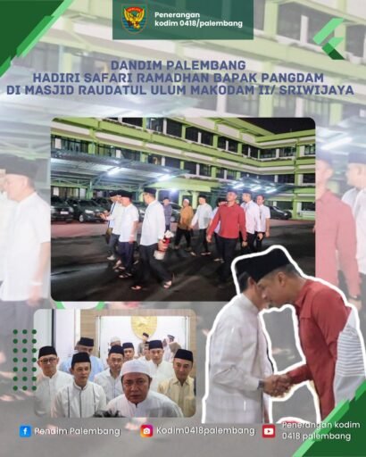 Dandim 0418/Palembang Letkol Arh Erik Novianto,S.sos Hadiri Safari Ramadhan di Makodam II/Swj
